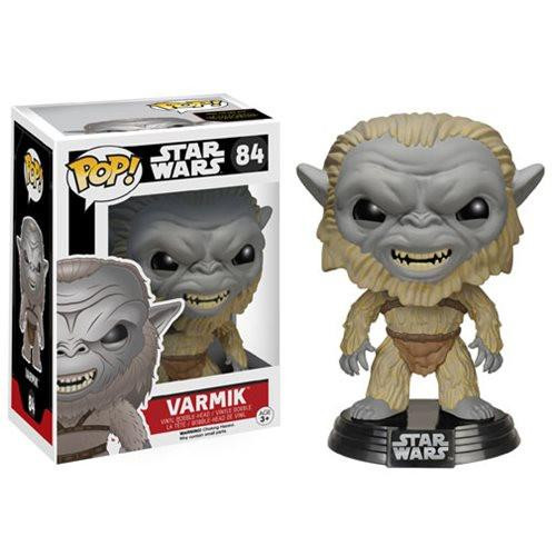 Funko POP! Star Wars Varmik #84 Toy Figure, collectible toy figure of the Star Wars character Varmik, featuring a cute and stylized design, standing on a black base with the Star Wars logo.