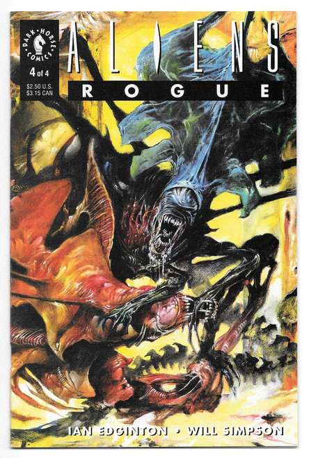 Dark Horse Comics Aliens Rogue #4 Comic Book, fierce alien creature with sharp teeth and claws, detailed cover illustration in dark and vibrant colors.