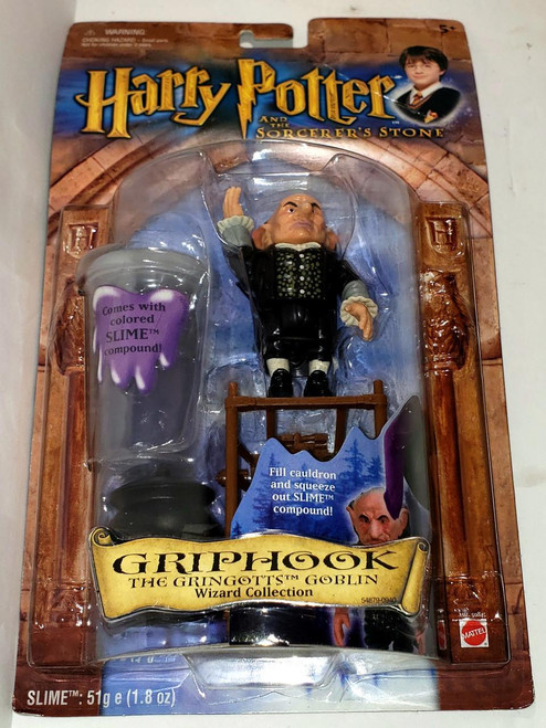 Mattel Harry Potter and the Sorcerer's Stone Griphook The Gringotts Goblin Wizard Collection Action Figure, collectible toy in packaging with slime compound and cauldron, from the Harry Potter series.