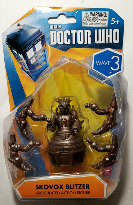 Underground Toys Doctor Who Skovox Blitzer Action Figure, articulated alien toy figure from Doctor Who series with multiple appendages and detailed design.