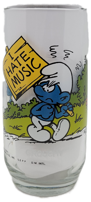 Vintage 1982 Grouchy Smurf Glass Tumbler