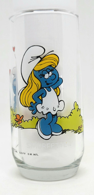 Vintage 1982 Smurfette Smurf Glass Tumbler