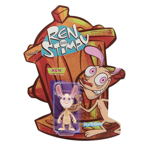 Super7 Ren & Stimpy ReAction Figure - Ren, collectible action figure of Ren from the animated series, featuring a cartoon-style design, packaged on a colorful card with Ren's name and character artwork.
