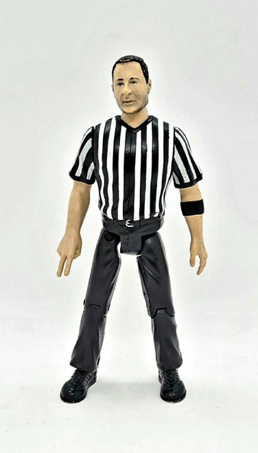 Figures Toy Company 2013 Figures Toy Company Three Counting Referee Action Figure, detailed referee toy figure in black and white striped shirt, black pants, and black shoes.