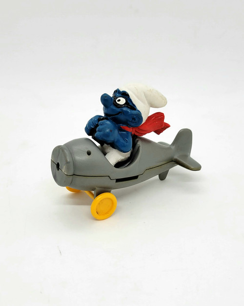 Vintage PEYO 4.0222 Airplane Smurf PVC Figure