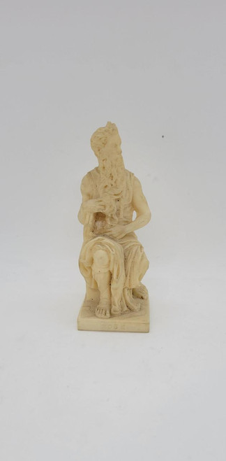Unbranded Mose Resin Sculpted Figure, detailed resin sculpture of a seated figure with intricate carvings and a seated pose.