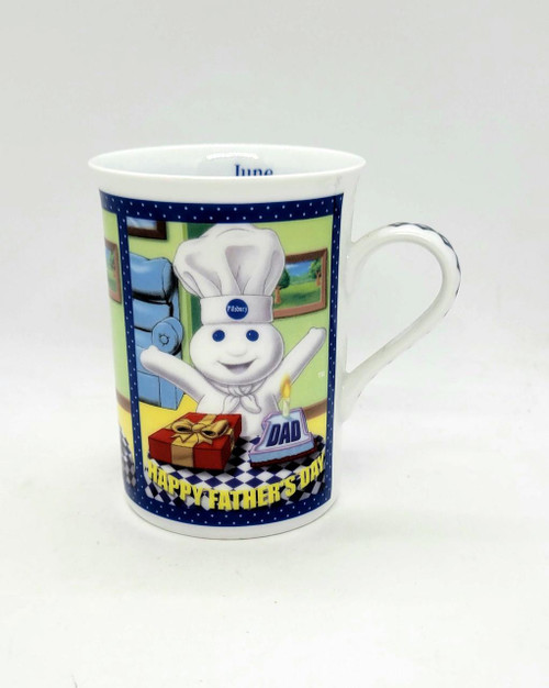 Pillsbury Doughboy Fine Porcelain Collector Mug, Father's Day Gift, with colorful design featuring the Doughboy dressed as a chef and celebrating Father's Day.