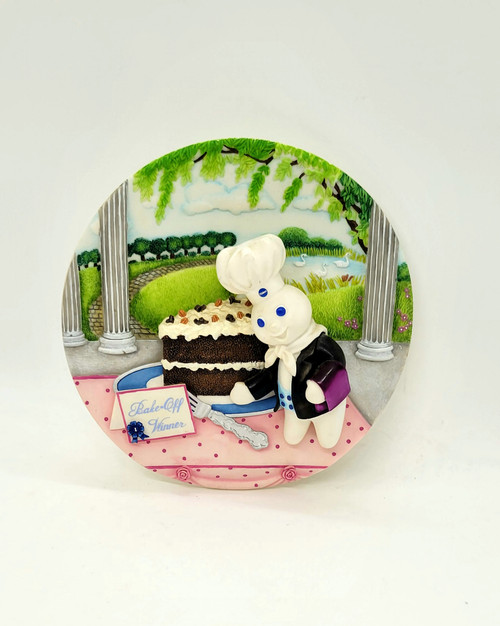 Pillsbury Doughboy "Chocolate Praline Layer Cake" 3-D Collector Plate 