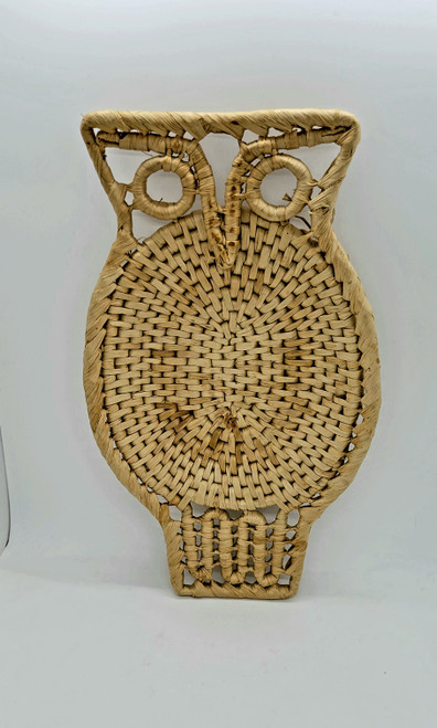 Vintage Owl Shaped Wicker Serving Basket