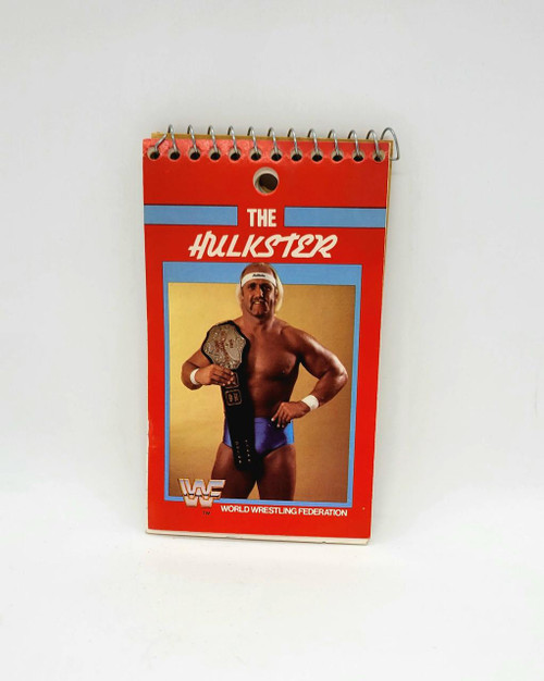 WWF WWE The Hulkster Hulk Hogan Memo Pad, featuring Hulk Hogan holding a championship belt and smiling on the cover.