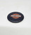 Harley-Davidson Motor Cycles Compact Mirror, Small, round black mirror with Harley-Davidson logo in orange and white, compact size, ideal for motorcycle accessories.