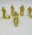 Unbranded Plastic Model Train Layout Figures, collection of beige miniature figures representing workers including a person on a motorcycle, construction workers with shovels, and workers with tools.