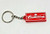 Budweiser Enjoy Responsibly Rubber Keychain, red rectangular keychain with white and red Budweiser logo and crown design.