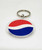 Pepsi Wave Keychain, round clear keychain with Pepsi's red, white, and blue wave logo design.