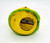 Lorrie Designs Lady Mouse Pencil Sharpener, vintage yellow and green mouse-shaped pencil sharpener with a metal blade, used for sharpening pencils.