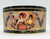 Coca-Cola The Drink Of All The Year Half Circle Tin, vintage decorative Coca-Cola tin featuring four women holding glasses of Coca-Cola with colorful umbrellas and floral designs.