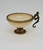 Unknown Vintage White Glass Cup With Bronze Handle, Base & Rim, decorative antique cup with ivory-colored glass and ornate bronze handle and base.