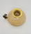Unknown Vintage White Glass Cup With Bronze Handle, Base & Rim, top view showing the gold-colored rim and the attachment point for the handle inside.