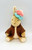Eden Toys Beatrix Potter Peter Rabbit Benjamin Bunny Stuffed Animal, plush toy bunny wearing a brown jacket and a floral hat with pink and blue colors.
