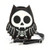 COMECO INC Sugar Skull Bat Shoulder Bag In Vinyl Glow In The Dark, black and white skeleton bat skull design on a vinyl shoulder bag.