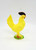Unknown Vintage Yellow Hard Plastic Rooster Toy Figure, colorful vintage rooster figurine with a yellow body, black comb, and orange feet on a green base.