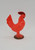 Unknown Vintage Red Hard Plastic Rooster Toy Figure, vintage red rooster figurine made of plastic with detailed feathers and standing on a round base.