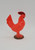 Vintage hard plastic red colored rooster that stands 3.75 inches tall. 