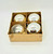 Unknown Vintage Diorama Figural Christmas Tree Ornaments Made in Japan, vintage silver reflective ornaments in a small cardboard box.