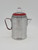 Unknown Vintage 1940's Aluminum Children's Coffee Pot Percolator, vintage silver and red children's coffee pot with a glass knob on the lid and a red handle and rim.