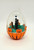 Unknown Vintage Halloween Black Cat Diorama Egg, ceramic Halloween Halloween black cat figurine inside a glass dome with pumpkin decorations.