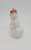 Vintage plastic snowman Christmas ornament that features a snowman wearing red hat and buttons while holding a red broom.  The ornament hangs from the loop on the hat.