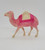 Unknown Vintage Celluloid Dromedary Camel Toy Figure, pink camel figurine with a cream-colored blanket on its back, made of vintage celluloid material.
