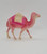 Vintage celluloid toy figure of a Dromedary camel figure that is pink and white in color.  The camel stands 4 inches tall and is 5 inches long.