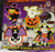 TONY Inc. Retro Halloween 4 Pack Vinyl Outdoor Signs with Ground Stakes, weatherproof and washable Halloween decorations featuring spooky characters including a witch, a ghost, a vampire, and a bat, each with their respective ground stakes.