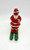 Vintage plastic Santa Claus candy container ornament on green metal skis.  The ornament stands 3.25-inches tall and features a hole on top to hang as an ornament.  The bag is empty to allow placement of candy.