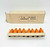 Vintage C-6 orange replacement bulbs pack of 8 Made in Japan.  The Christmas light bulbs are rated for 15 Volts.