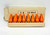 Vintage C-6 orange replacement bulbs pack of 8 Made in Japan.  The Christmas light bulbs are rated for 15 Volts.