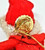 Vintage female Santa ice skater Christmas ornament by Delta Novelty Co. The ornament was made in Japan and stands about 6-inches tall wearing red dress, pants and hat.  The skater also has a white beard.