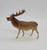Unknown Vintage Celluloid Elk Bull Toy Figure, a detailed miniature elk with large antlers and a natural brown color, collectible animal figurine on a plain white background.