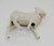 Unknown Vintage Hard Plastic Reindeer Figure, a small cream-colored vintage reindeer toy with a red collar on a plain white background.
