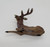 Unknown Vintage Miniature Metal Deer Figure, detailed small brown deer figurine with antlers and black eyes, vintage collectible decoration.