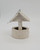 Unknown Vintage Wishing Well Christmas Ornament, made of ceramic with a small house design topped with a metal wire for hanging.