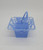 BEST Vintage BEST USA Hard Plastic Basket Candy Party Container - Blue, a small blue plastic basket with intricate cut-out designs and a handle, ideal for holding candies or party favors.