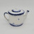 EBC Foley Miniature Tea Pot, small white porcelain teapot with blue accents, decorative and collectible miniature tea ware.