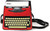 COMECO INC Typewriter Cross Body Bag - Red, vintage-style red typewriter design handbag with a black strap.