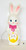 Empire 1995 Plastic Blow Mold 21" Easter Bunny, white bunny figurine with pink accents and a bow, holding a small bunny in a yellow basket, decorative Easter holiday decoration.