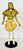 Unknown Wood 15" Fashion Modeling Doll with Stand, vintage wooden doll dressed in a yellow patterned blouse and a yellow skirt.