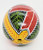 Unknown Pysanka Easter Egg with Fern Leaves, decorative hand-painted Ukrainian Easter egg featuring colorful red, black, yellow, and green patterns with fern leaf motifs.