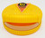 Ritz Bits Cracker Container, yellow plastic round container with a lid and a smiley face design