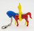Unknown Vintage Plastic Native American and Horse Plastic Puzzle Key Chain, colorful plastic horse with a Native American figurine riding it, attached to a silver ball chain.